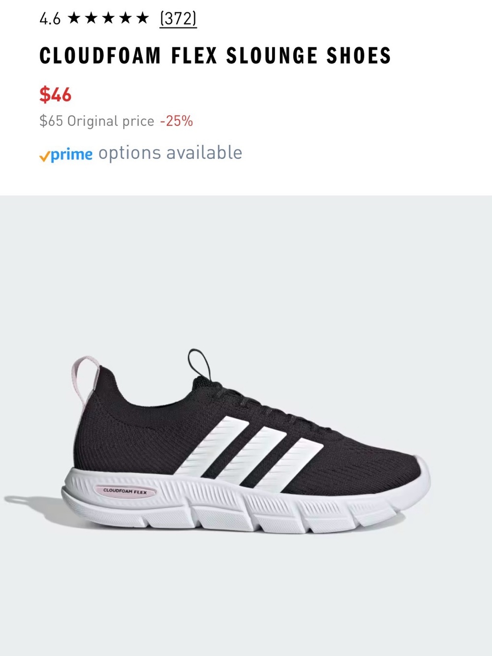 Adidas Cloudfoam Flex Slounge Shoes - Black/White